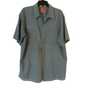 Vintage Vapor Ware by Work Wear Mechanics Shirt Mens Size XL Button Up Gray